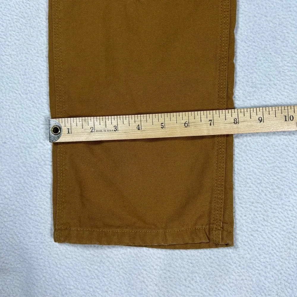 Carhartt Carpenter Pants Kids Size 7 Brown Flannel Lined Duck Canvas Plaid Cuff